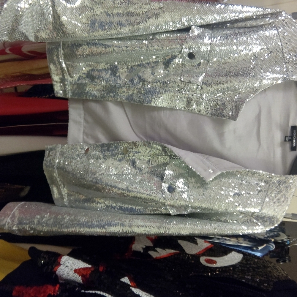 Fashion Nova silver sequin jacket XL